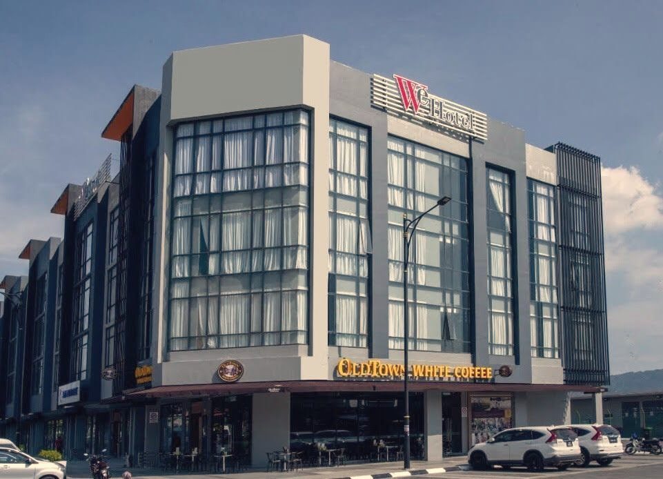 WE Hotel building in Mahacity, Kuah, with OldTown White Coffee on the ground floor